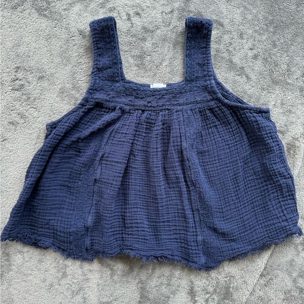 aerie Square Neck Linen Tank Top, Size S